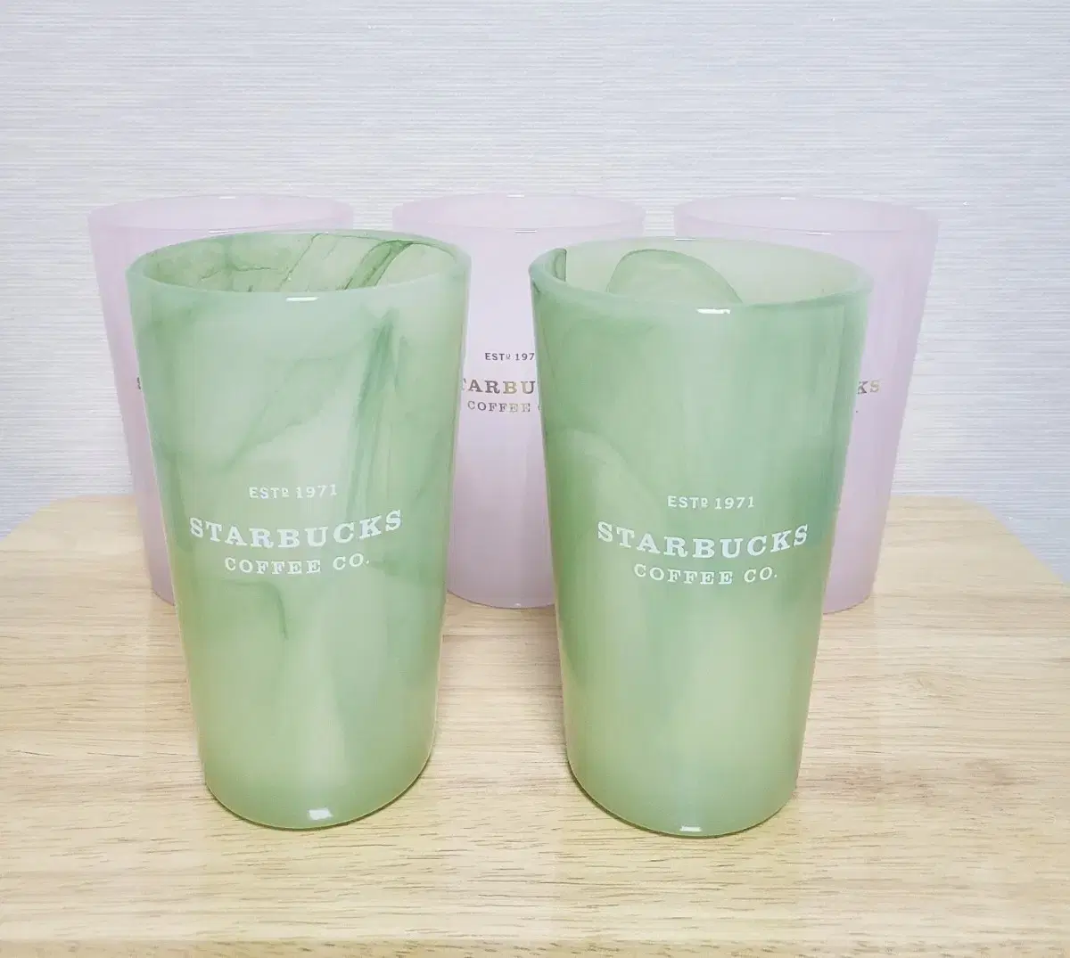 스타벅스 서머 헤리티지 그린 마블 글라스 355ml,2020 여름 2차